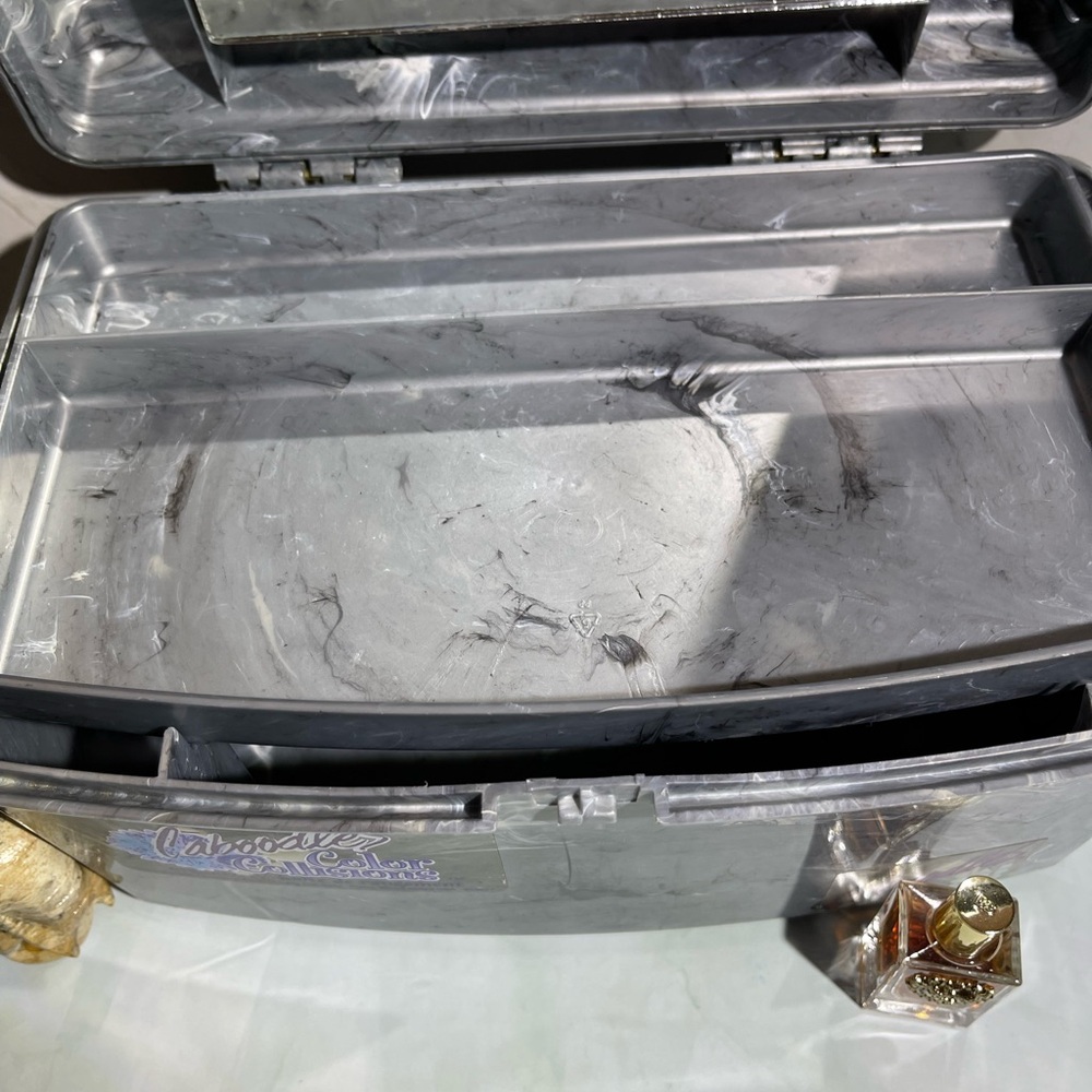 Caboodles Color Collisions Vintage Organizer Silver Marble Has a Tray & Mirror! - Picture 8 of 15
